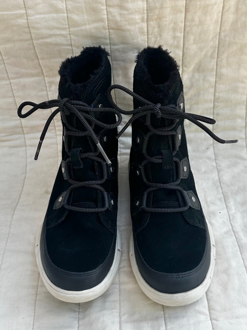 SOREL Explorer II Joan Winter Boot | Black | Women's 7.5 | Waterproof | Faux Fur